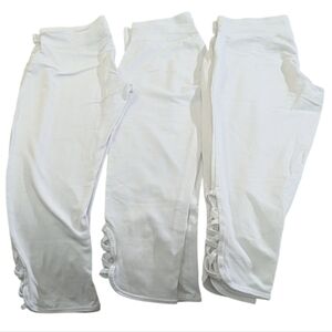Size M Ladies White ACX Stretchy Capri 3 Pairs Bundle  Summer Casual Yoga Pants